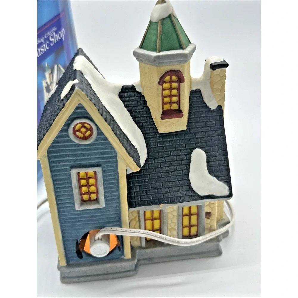 Music Shop Holiday Time Vintage Village Collectible Dickens England Lighted  EVC